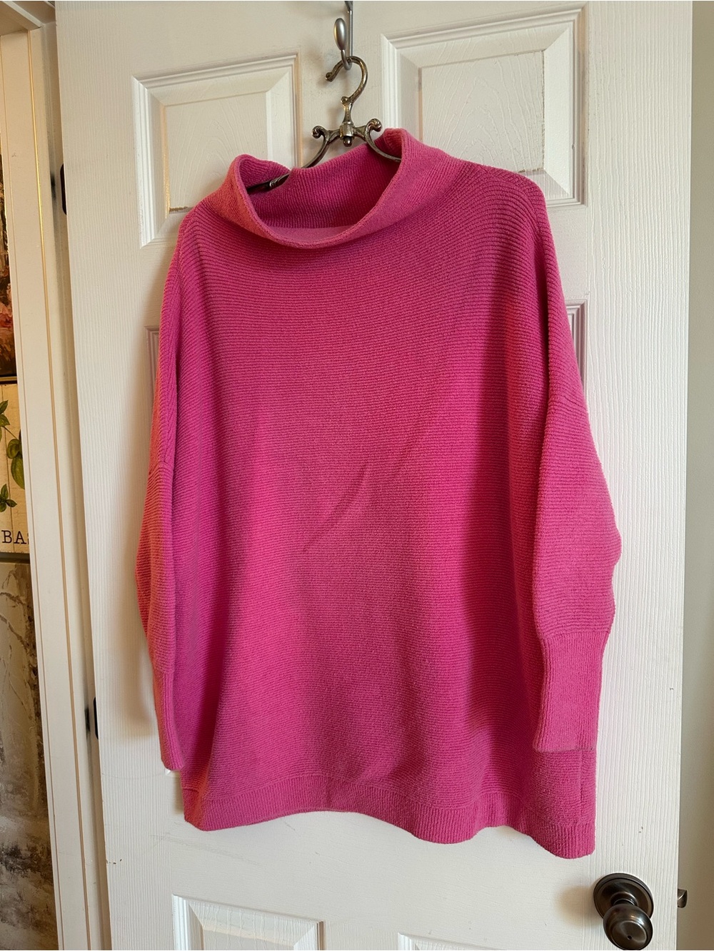 Free People Ottoman Hot Pink Cowl Neck Sweater